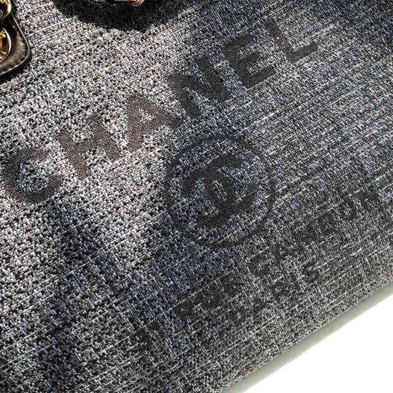 Chanel Deauville Tote 38cm Raffia Canvas Bag Fall/Winter Collection Dark Denim Blue/Black – product image 10