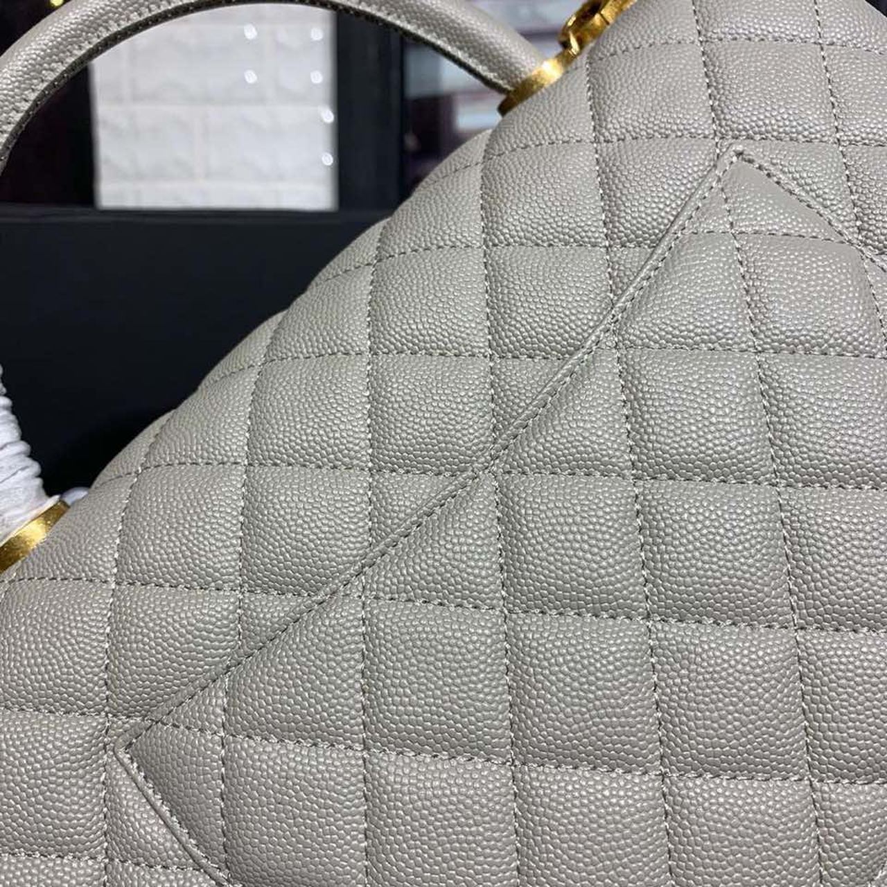 Chanel Coco Handle Quilted Bag 30cm Caviar Leather Gold Hardware Spring/Summer Act 1 Collection, Grey – product image 16