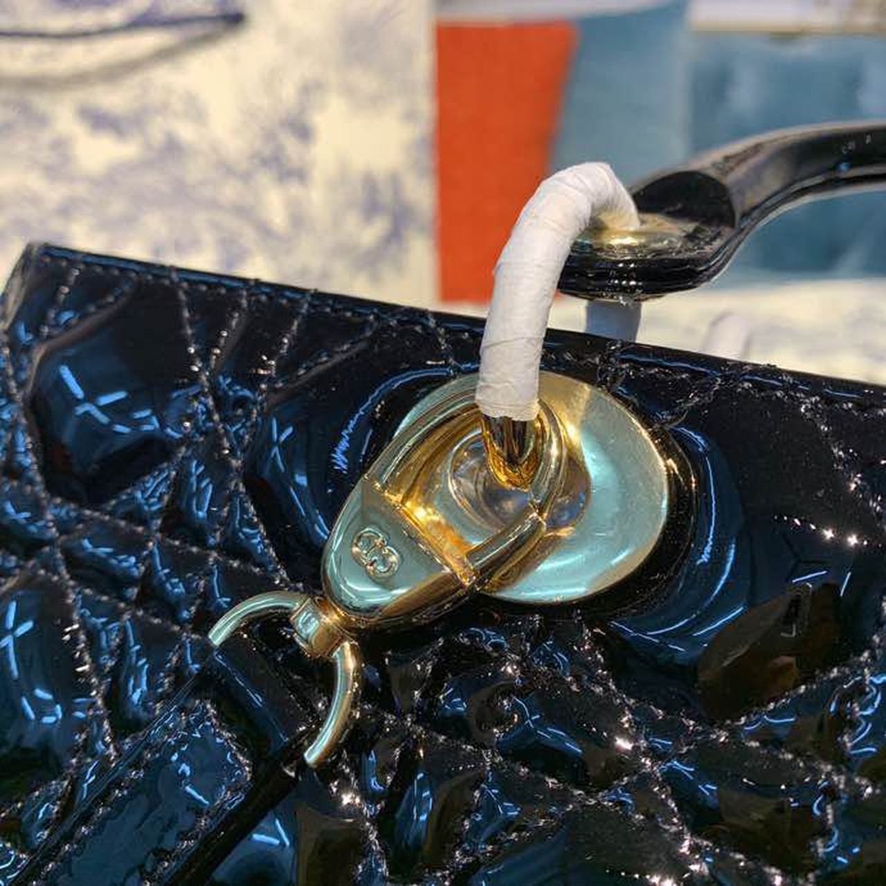 Christian Dior Lady Dior Bag 32cm Gold Hardware Patent Leather Spring/Summer Collection, Black – product image 10