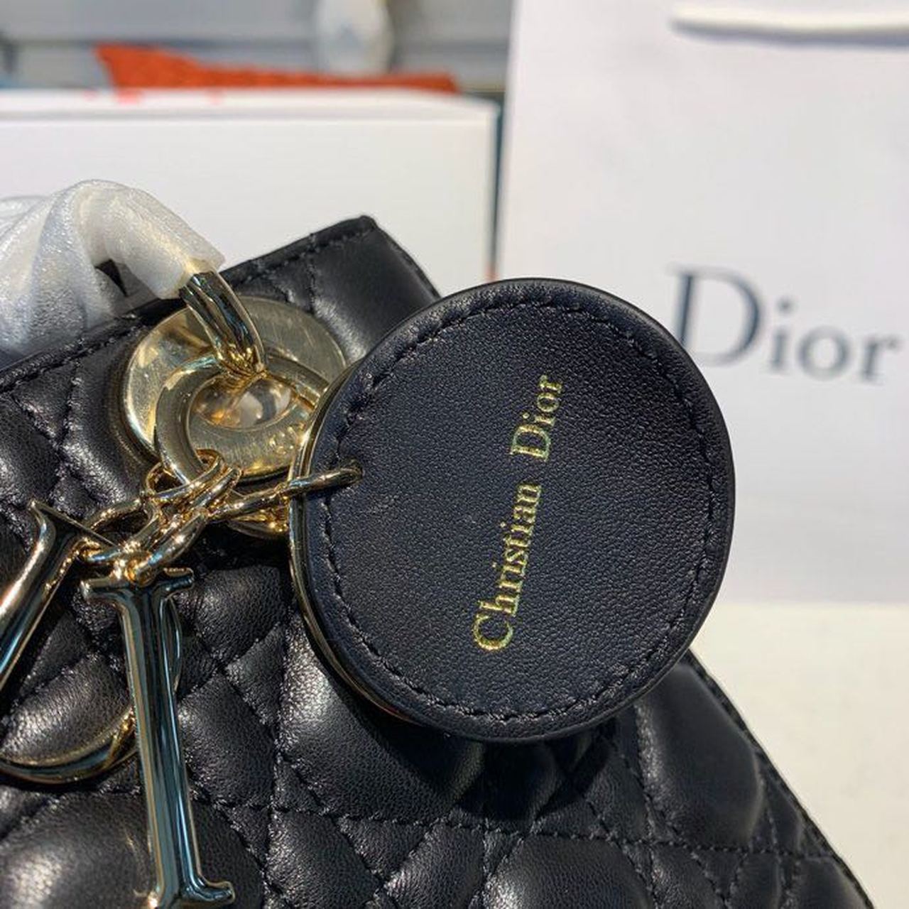 Christian Dior Lady Dior Bag 20cm Gold Hardware Lambskin Leather Spring/Summer Collection, Black – product image 10