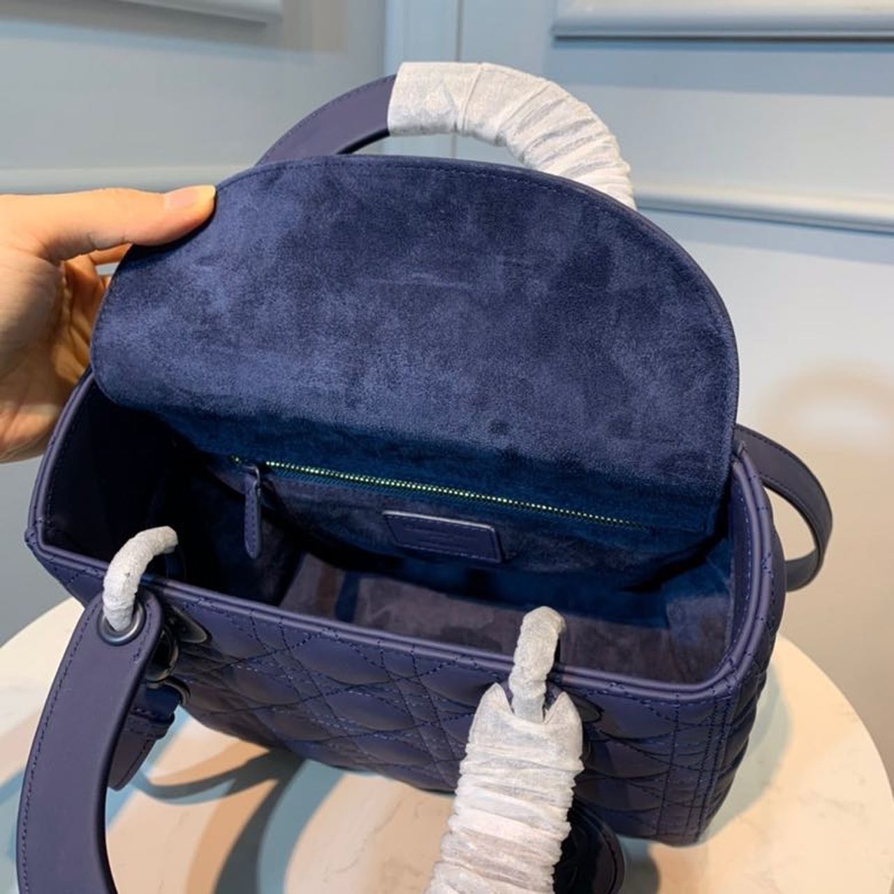 Christian Dior Lady Dior Bag 24cm Matte Hardware Lambskin Leather Spring/Summer Collection, Midnight Blue – product image 10
