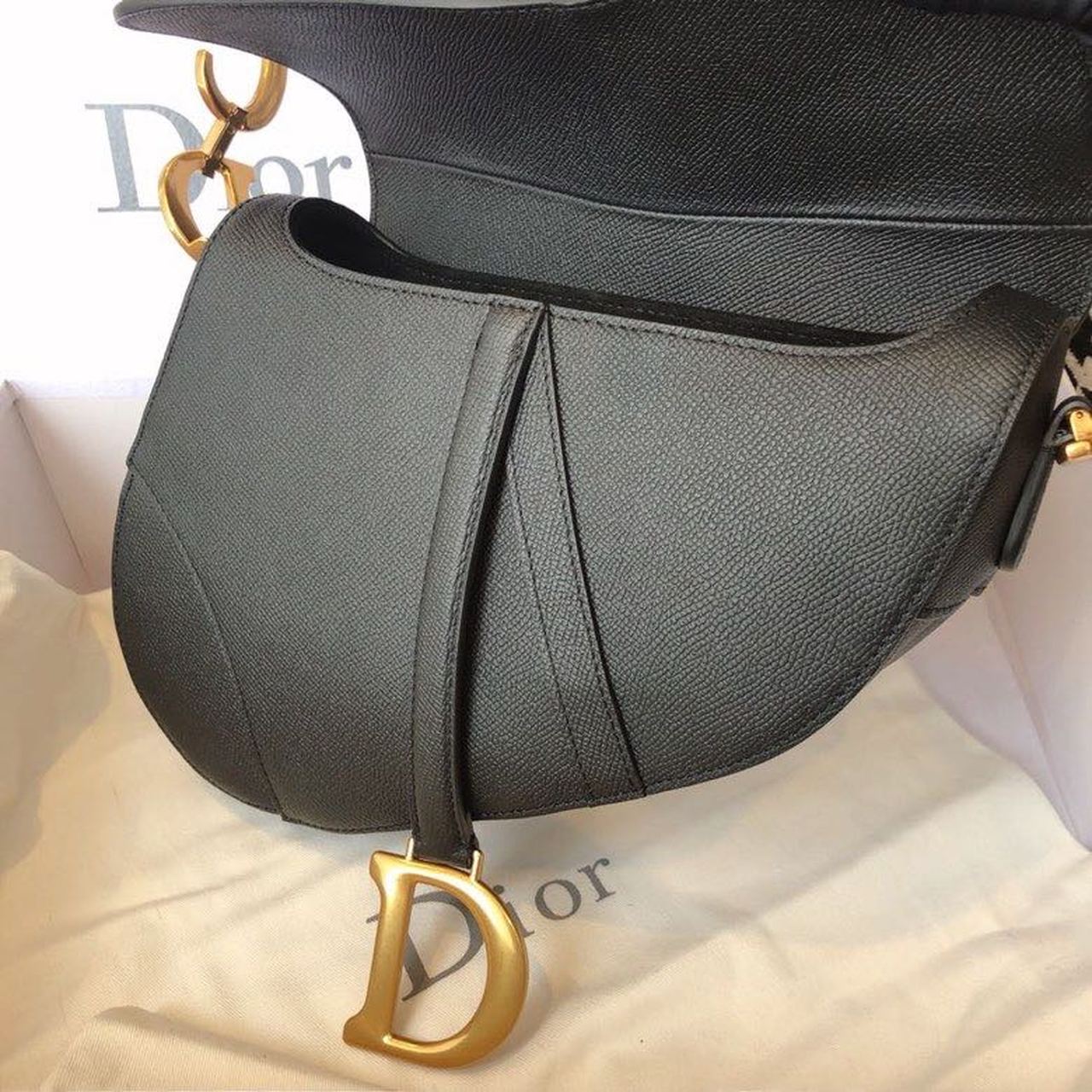 Christian Dior Saddle Bag 25cm Grained Calfskin Canvas Spring/Summer Collection, Black – product image 10
