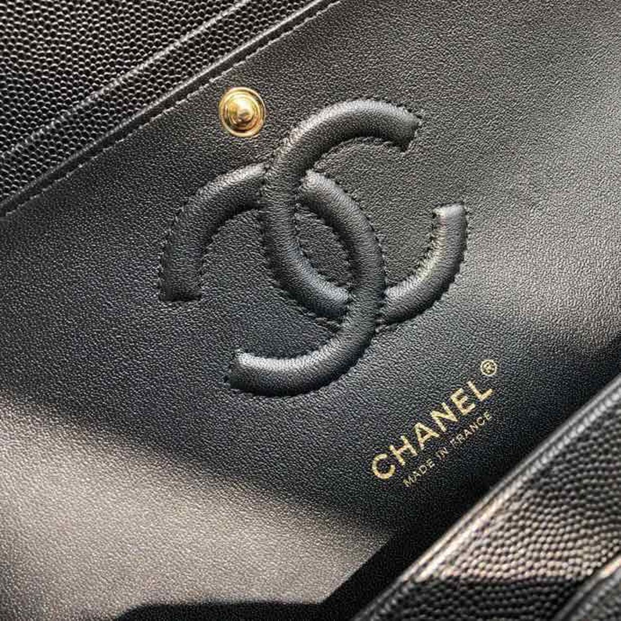 Chanel Chevron Classic Flap Bag 25cm Gold Hardware Caviar Leather Spring/Summer Collection Black – product image 10