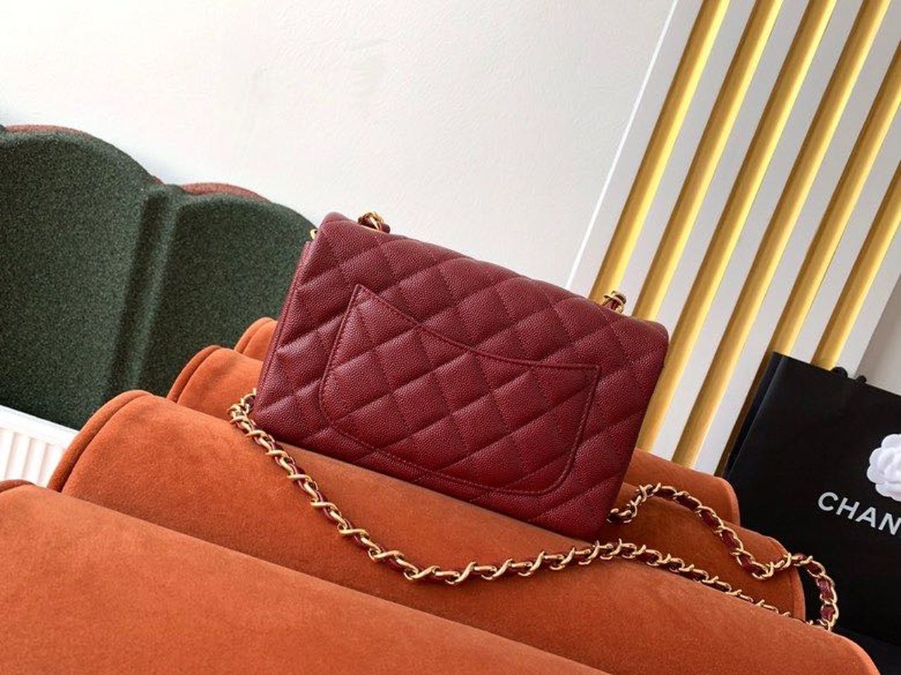 Chanel Classic Flap Bag 20cm Gold Hardware Caviar Leather Spring/Summer Collection Burgundy – product image 10