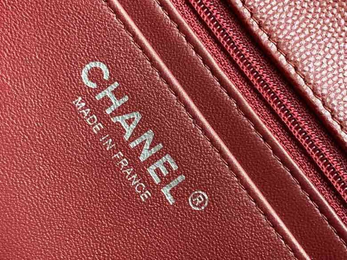 Chanel Classic Flap Bag 20cm Silver Hardware Caviar Leather Spring/Summer Collection Burgundy – product image 10