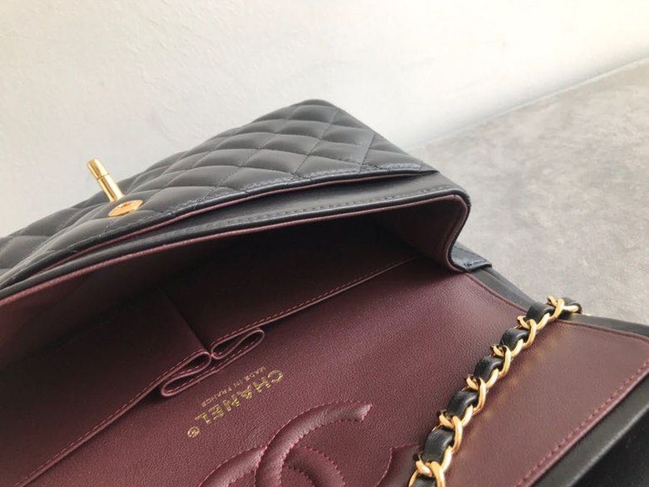 Chanel Classic Flap Bag 25cm Gold Hardware Lambskin Leather Spring/Summer Collection Black – product image 10
