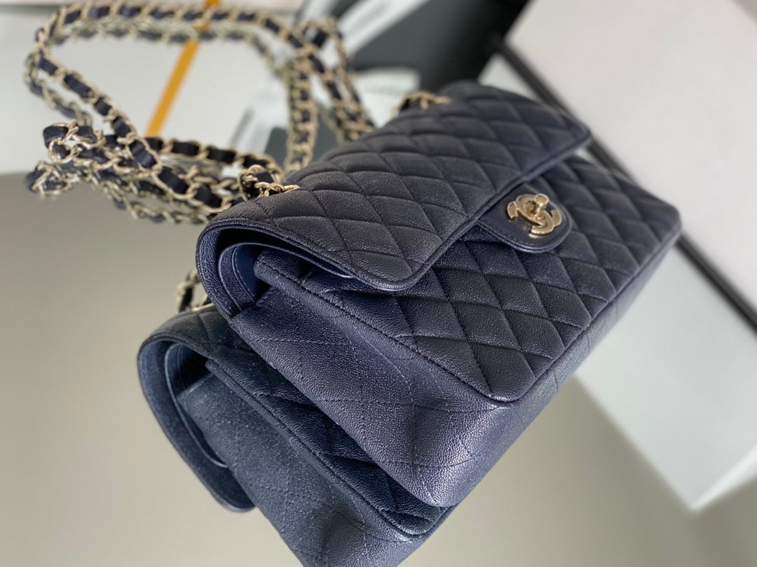 Chanel Classic Flap Bag Gold Hardware 26cm Dark Blue – product image 9