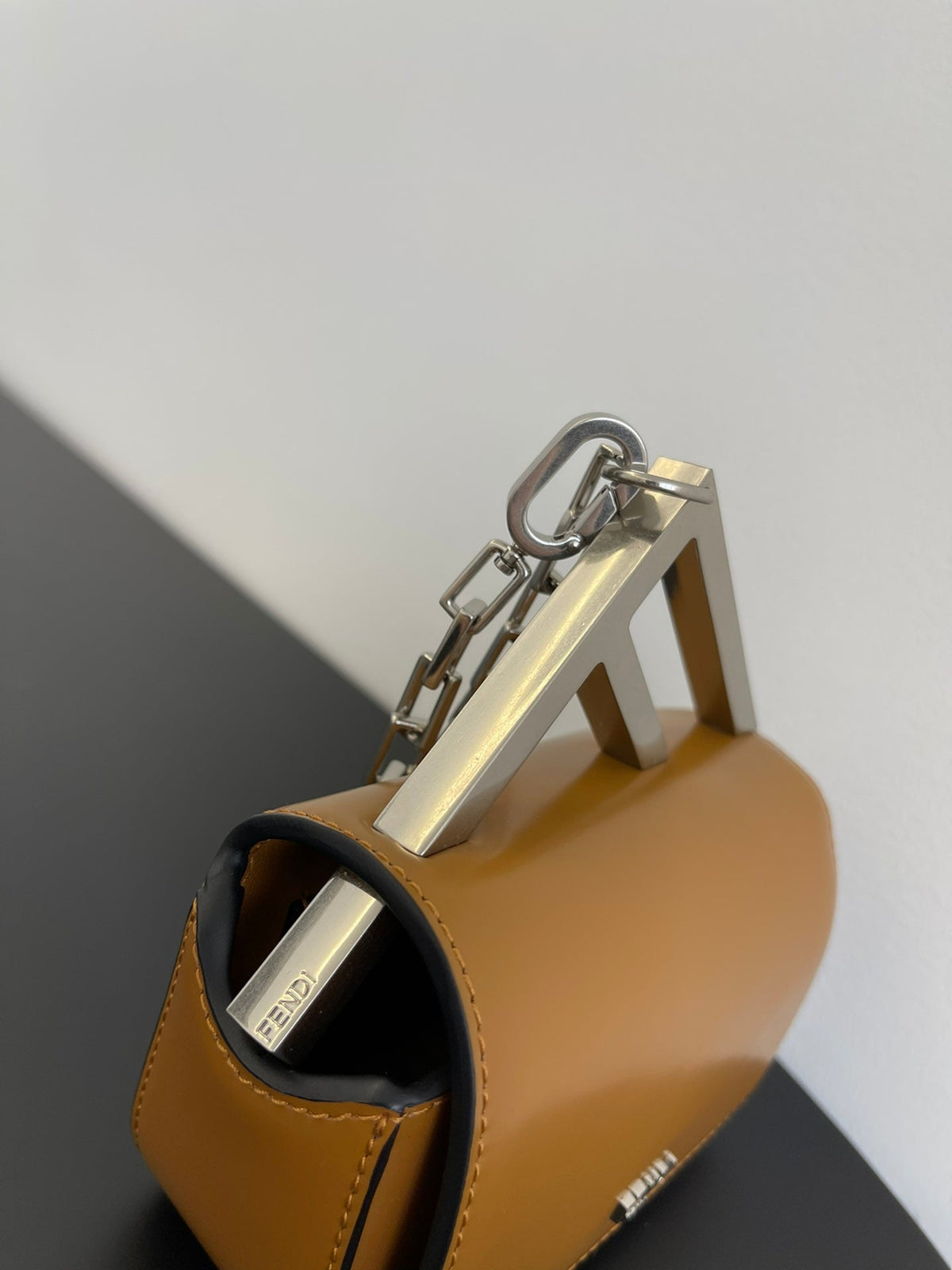 Fend Mini First Sight 13 Bag in Copper Brown Calfskin with Silver Hardware