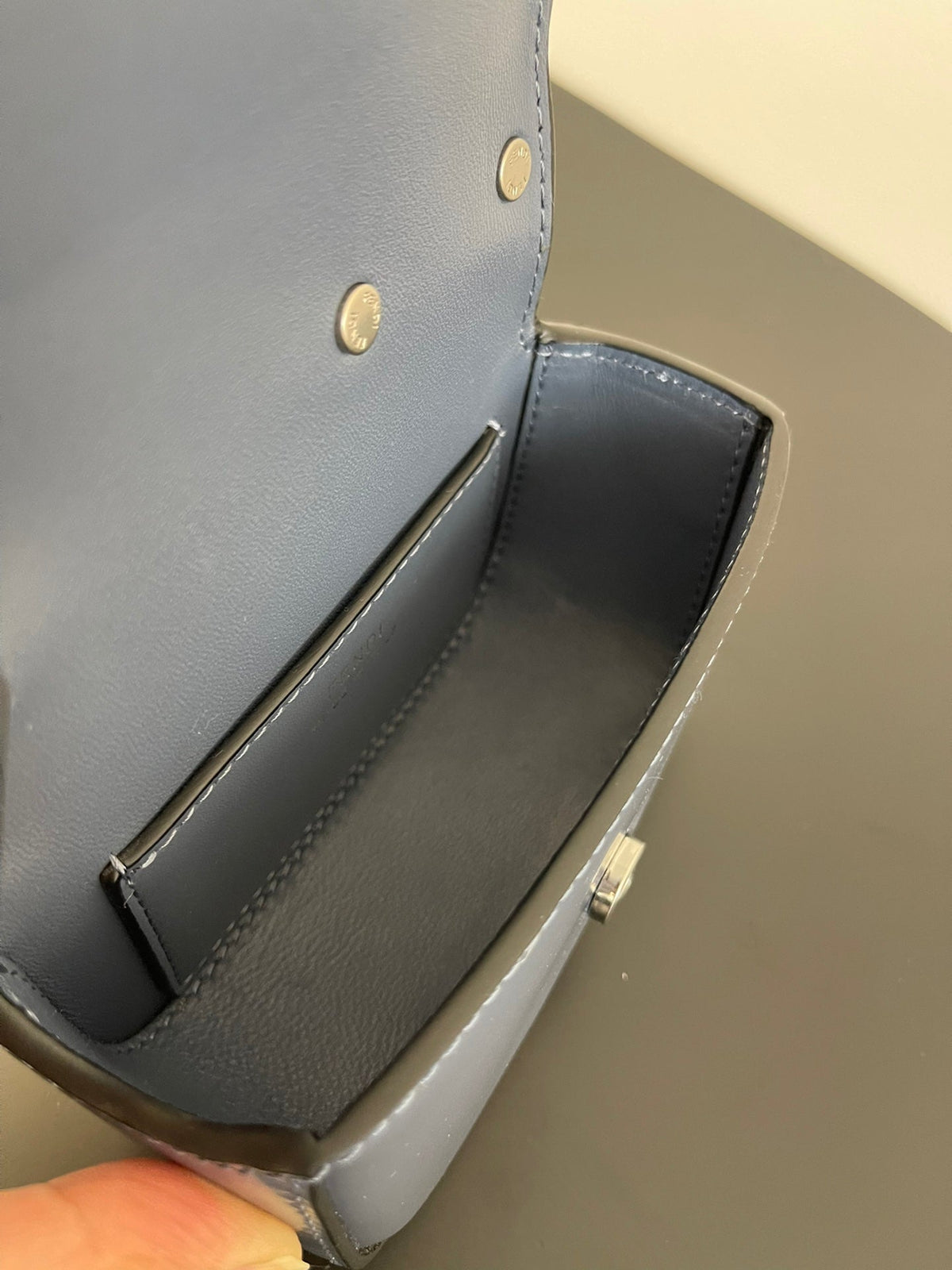 Fend xMini First Sight 13 Bag in Pigeon Blue Calfskin with Silver Hardware