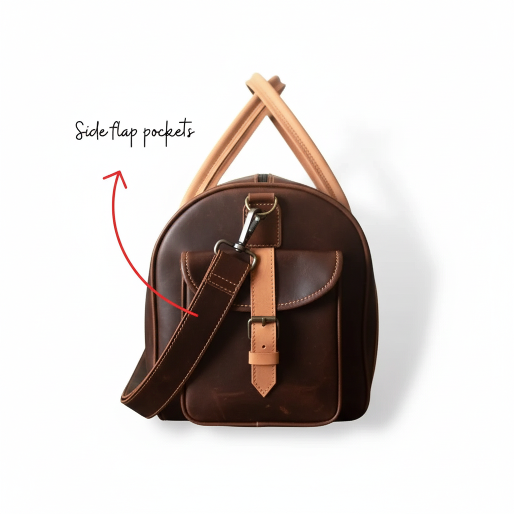 Jacketcart Choco & Tan Full-Grain Pull-Up Leather Duffel Bag