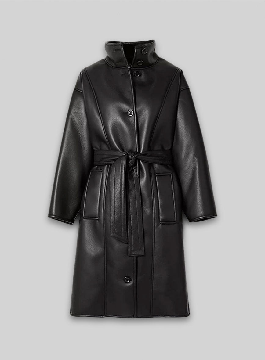 Jacketcart Wrap Leather Trench Coat