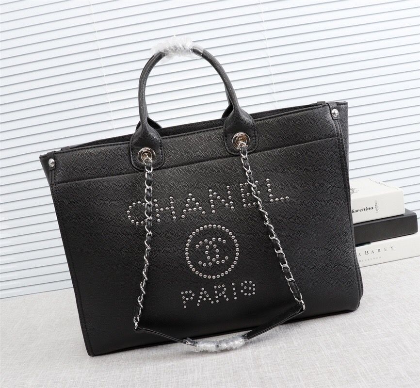 Chanel Deauville Tote 39cm Tweed Bag Black – product image 1