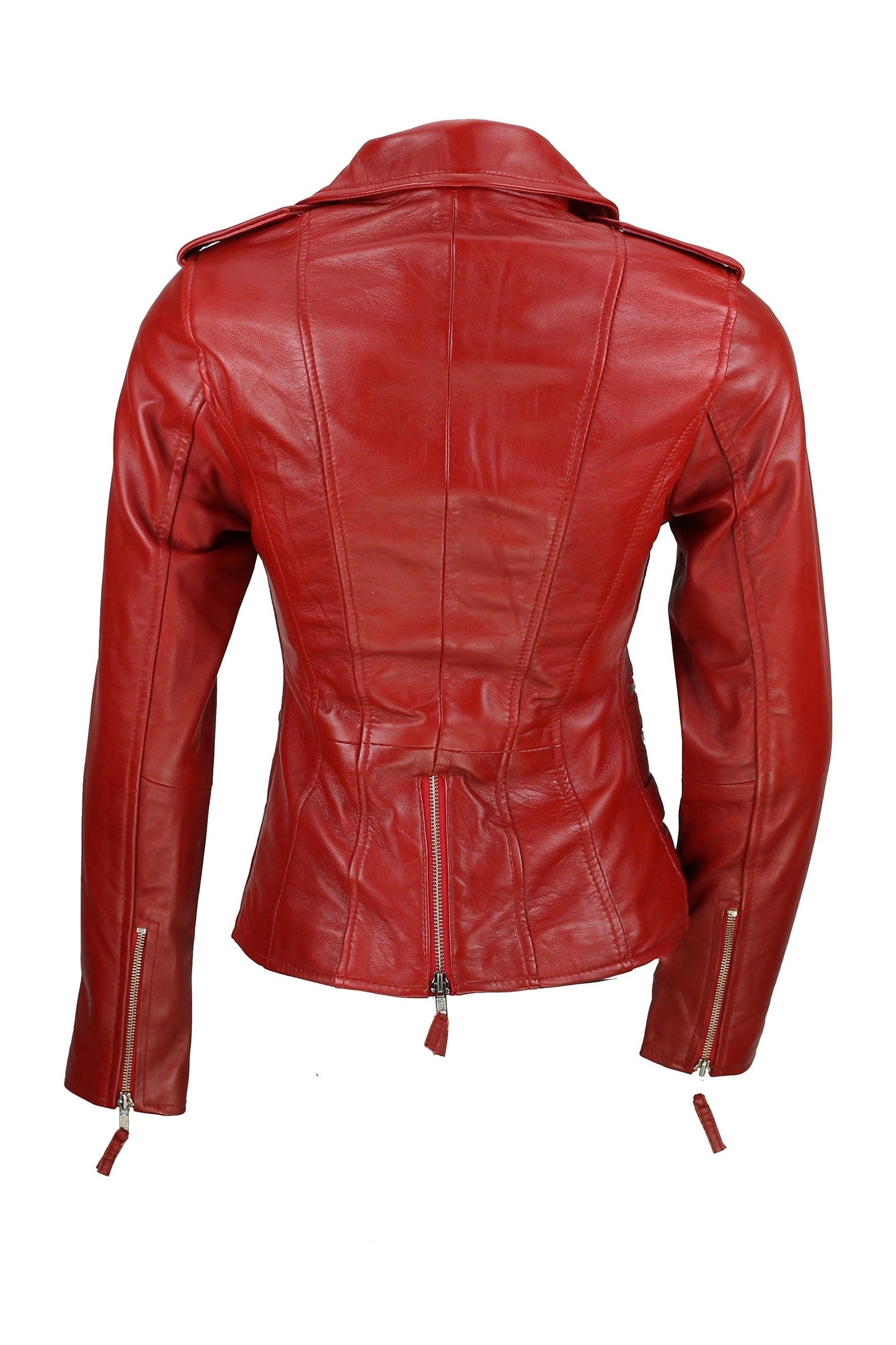 Jacketcart Women’s Buckle Detail Leather Biker Jacket
