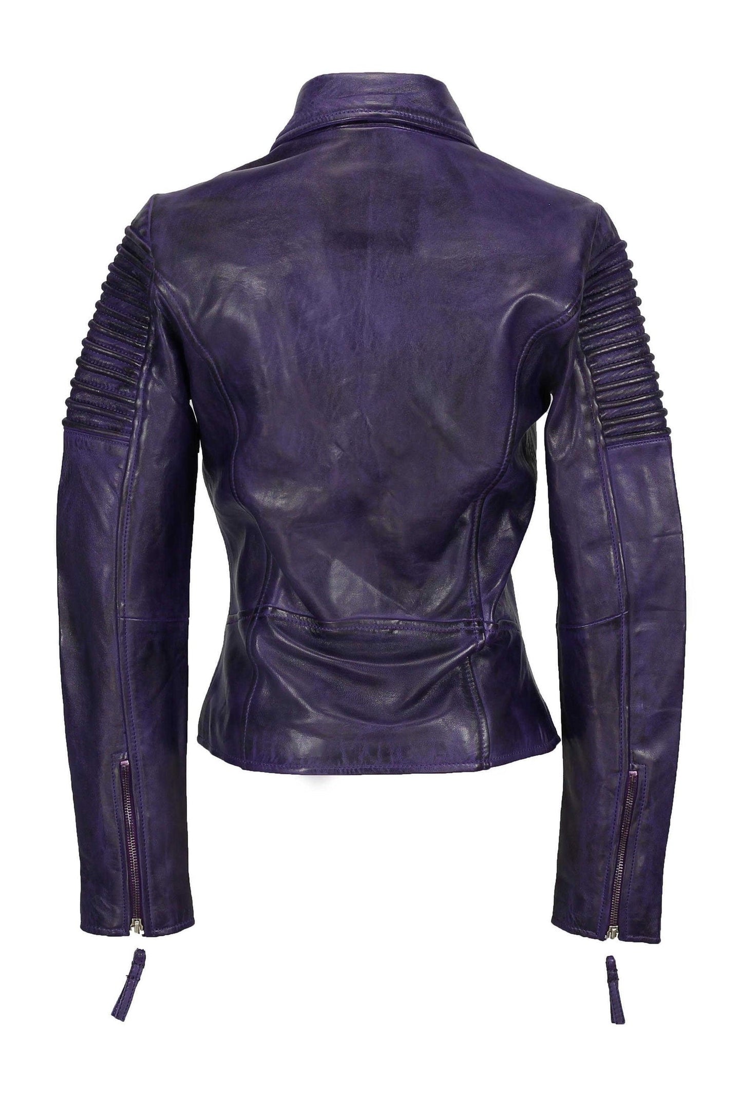 Jacketcart Women’s Purple Retro Leather Biker Jacket