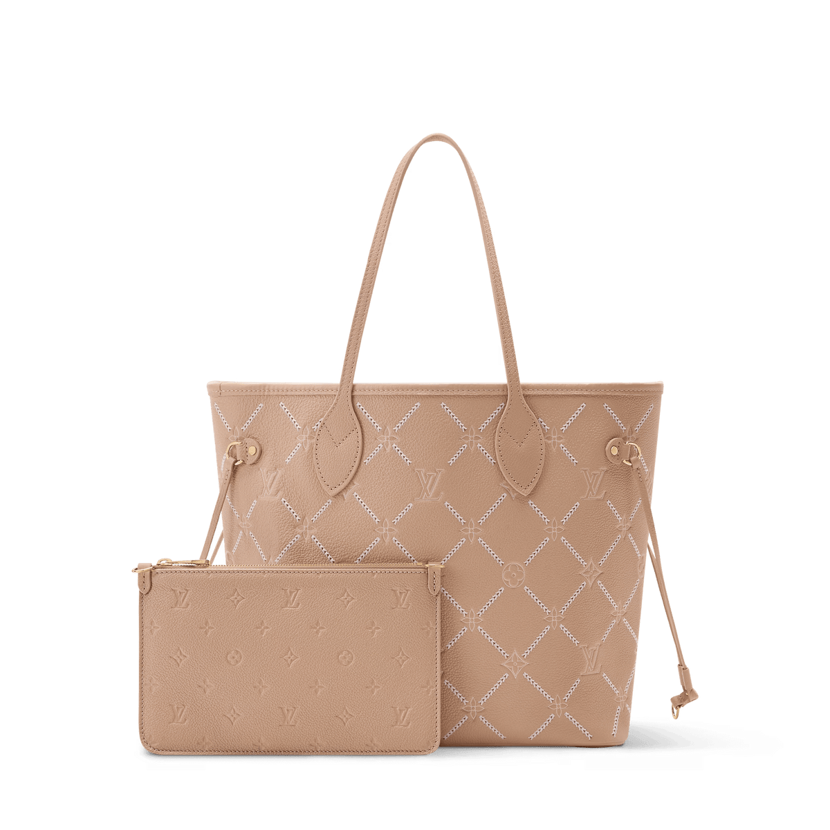 Neverfull MM Monogram Empreinte Couture Leather Tote Hazelnut Gold-Toned Hardware