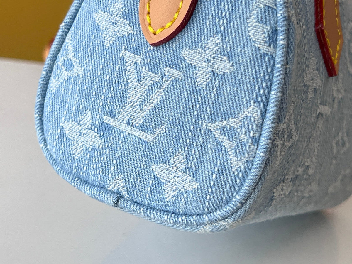 Nano Speedy 16 in Light Blue Monogram Denim