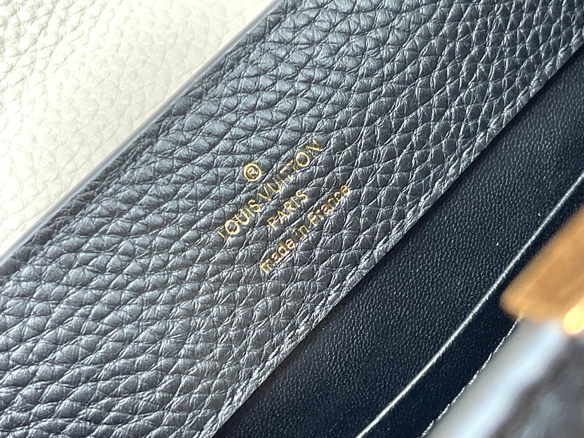Capucines BB 27 in Black Mix White Taurillon Gold Hardware