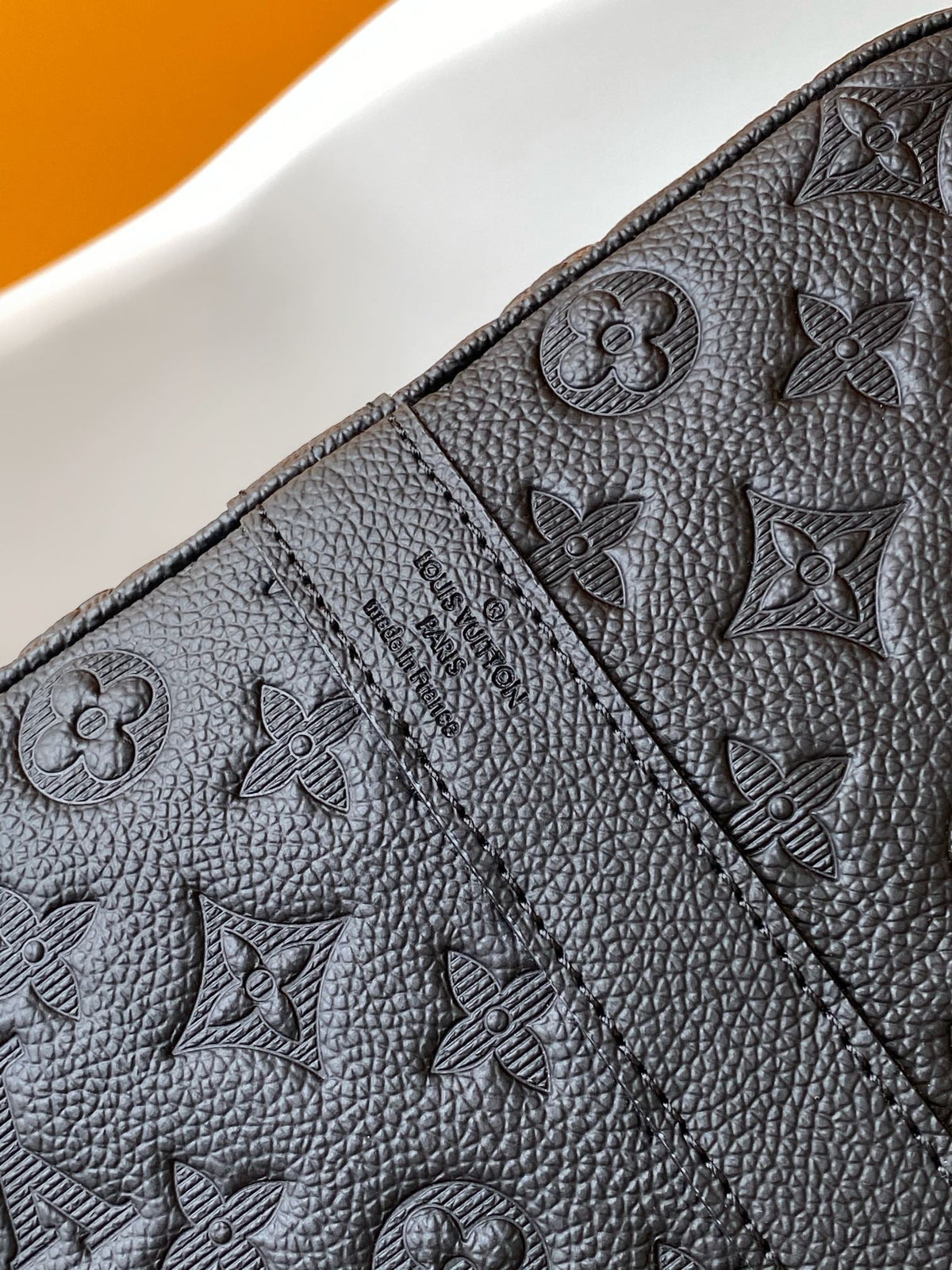 25S Keepall Bandoulière Bag 50 in Black Embossed Taurillon Calfskin Monogram