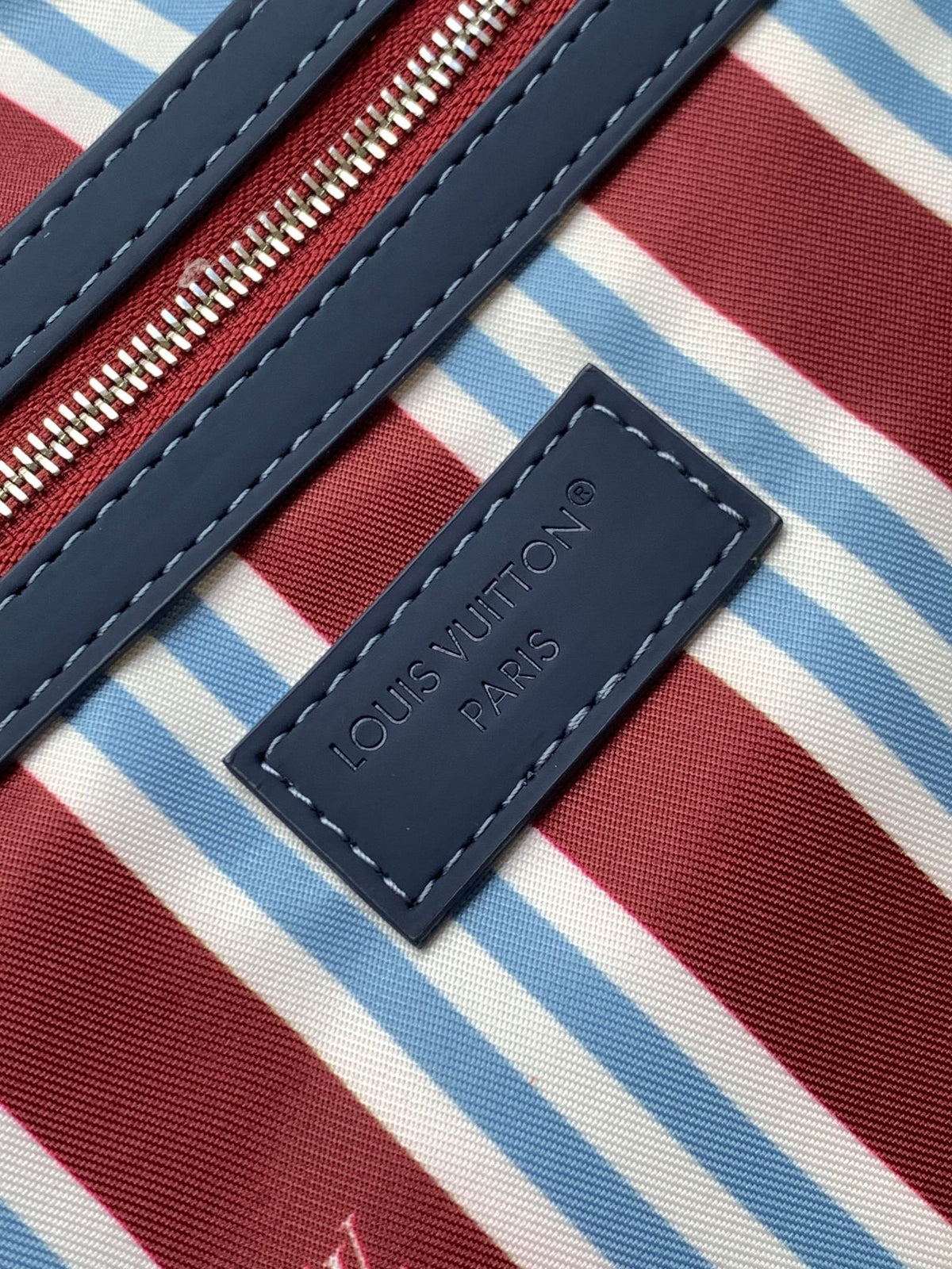 LV 25S Keepall Bandoulière Bag 50 in Blue Monogram Heritage Calfskin