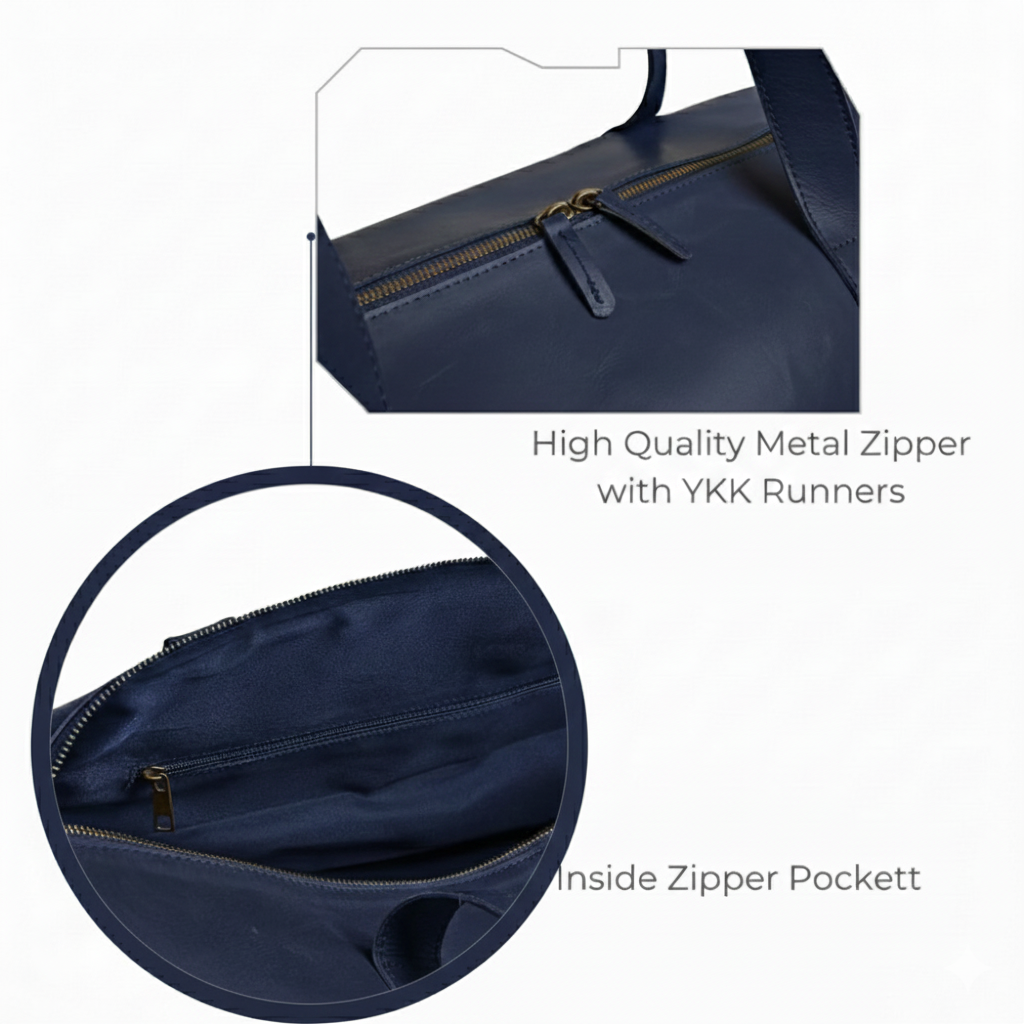 Jacketcart Navy Full-Grain Pull-Up Leather Duffel Bag