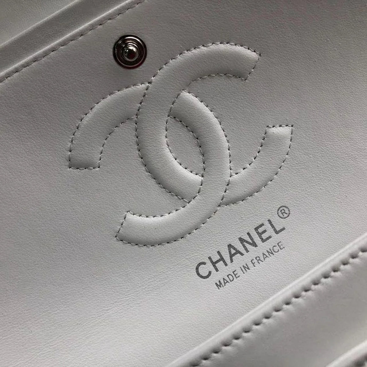 Chanel Classic Flap Bag 25cm Lambskin Leather Silver Hardware White