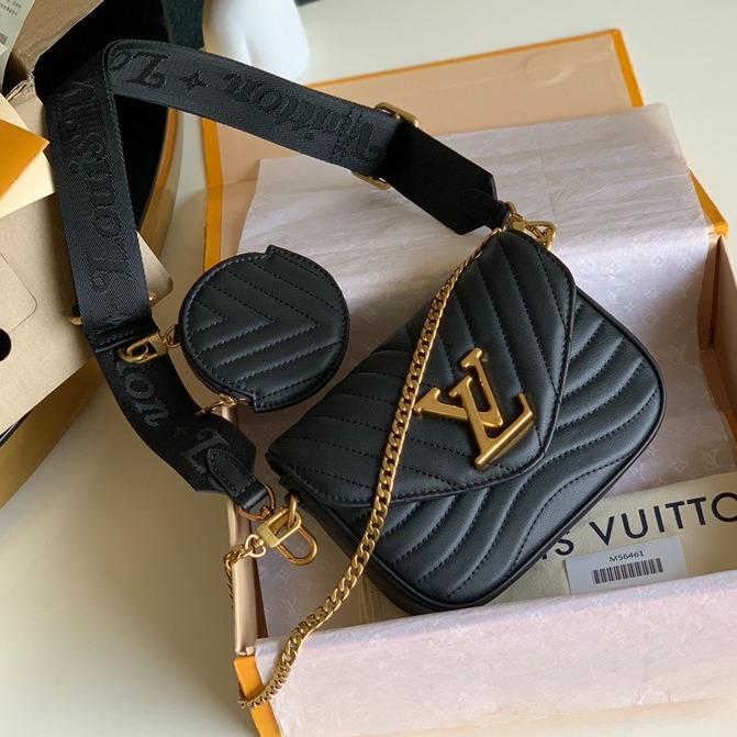 Multi-pochette Black Calfkin 19CM Cross Body Bag