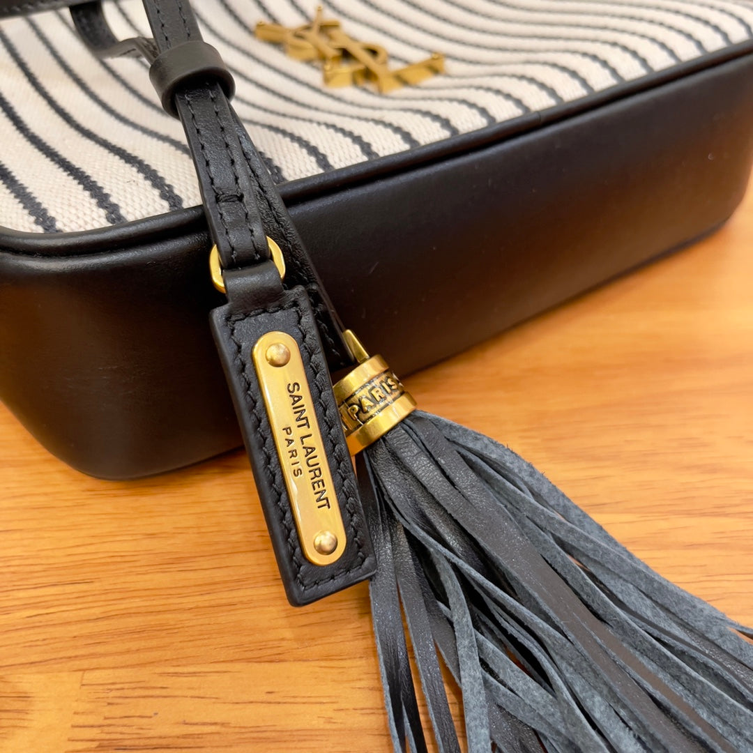 Saint Laurent Lou Camera Bag In Canvas Black And White For Women 23cm YSL 612542FAACG9583 – product image 2