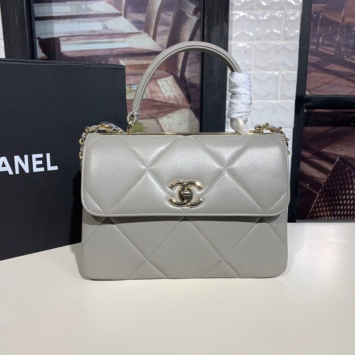 Chanel Trendy CC Maxi Top Handle Bag 25cm Lambskin Leather Fall/Winter Act 1 Collection Grey – product image 1
