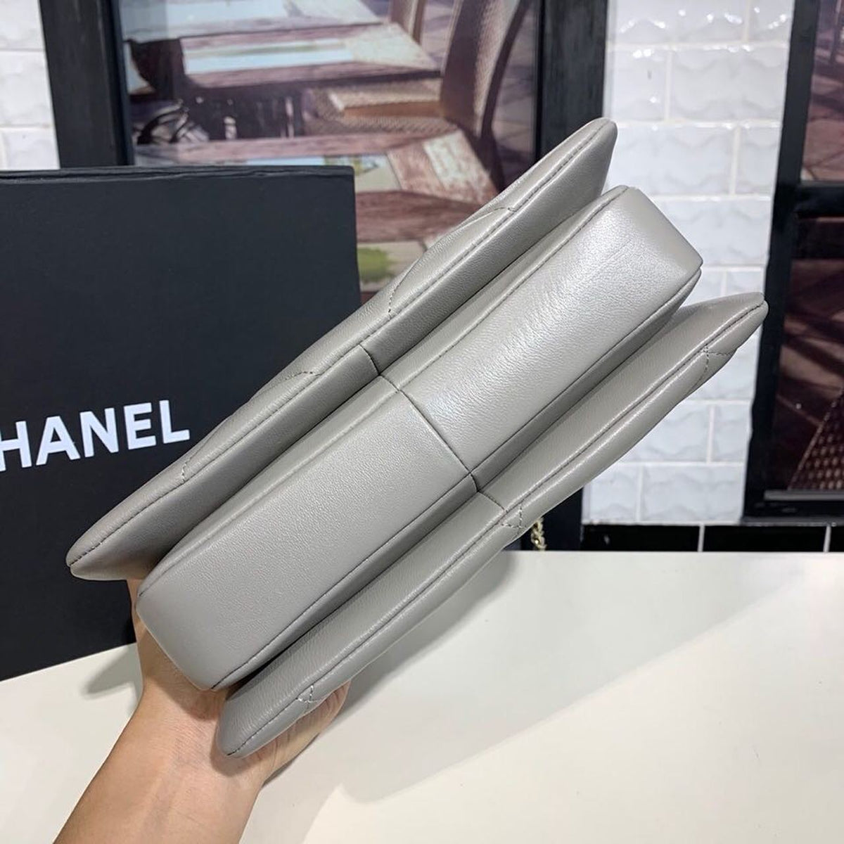 Chanel Trendy CC Maxi Top Handle Bag 25cm Lambskin Leather Fall/Winter Act 1 Collection Grey – product image 8