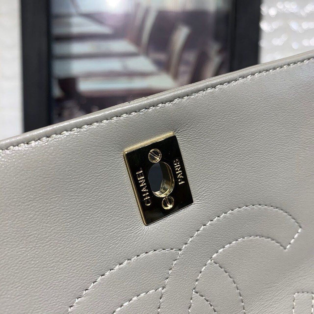Chanel Trendy CC Maxi Top Handle Bag 25cm Lambskin Leather Fall/Winter Act 1 Collection Grey – product image 12