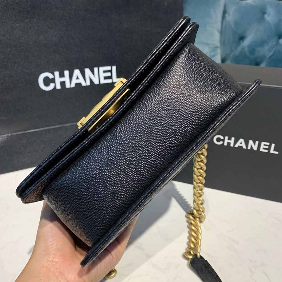 Chanel Chevron Boy Bag 20cm Caviar Leather Antique Gold Hardware Fall/Winter Act 1 Collection Black – product image 7