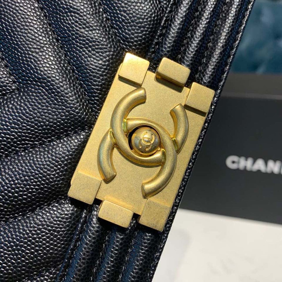 Chanel Chevron Boy Bag 20cm Caviar Leather Antique Gold Hardware Fall/Winter Act 1 Collection Black – product image 8