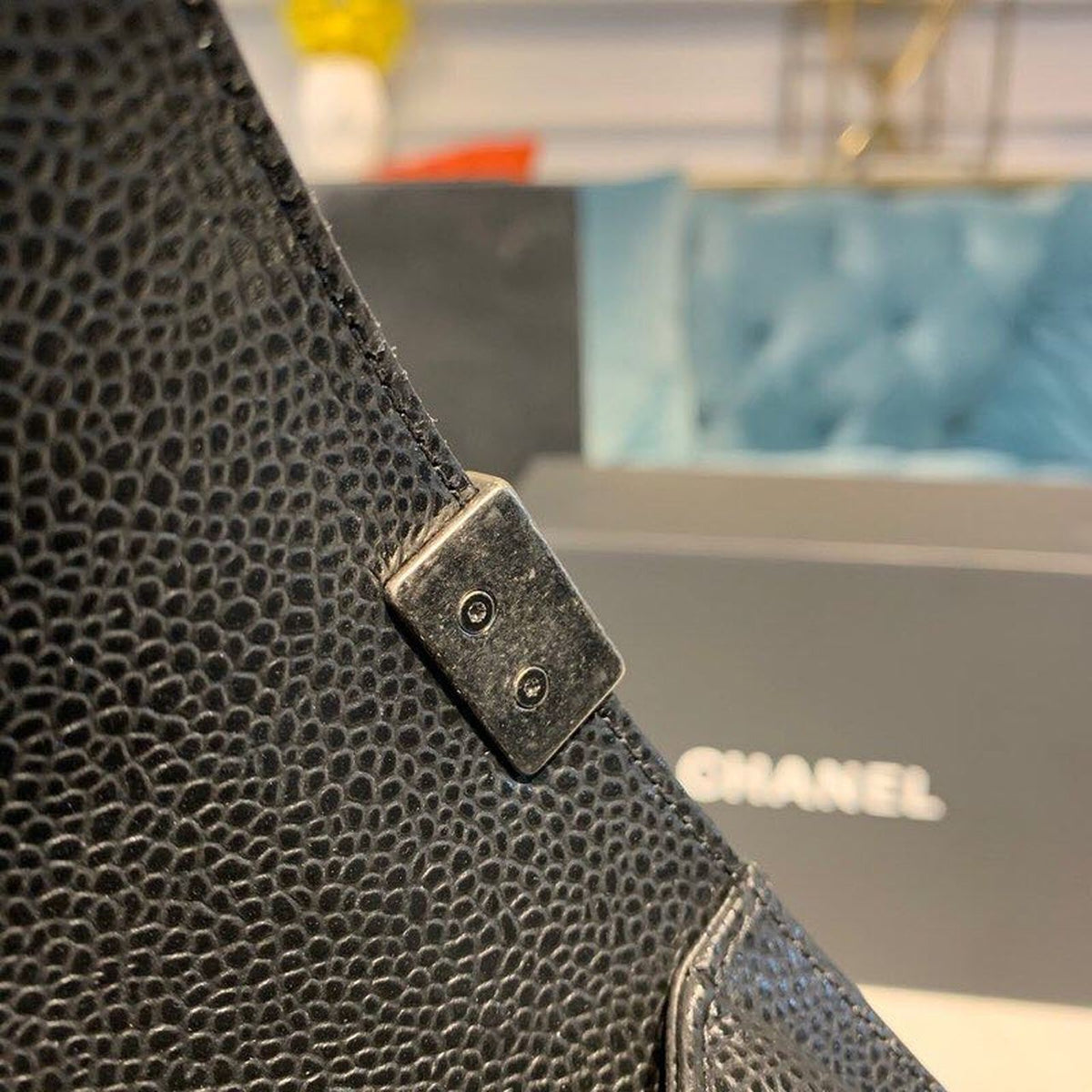 Chanel Quilted Boy Bag 20cm Caviar Leather Antique Silver Hardware Fall/Winter Act 1 Collection Black – product image 12