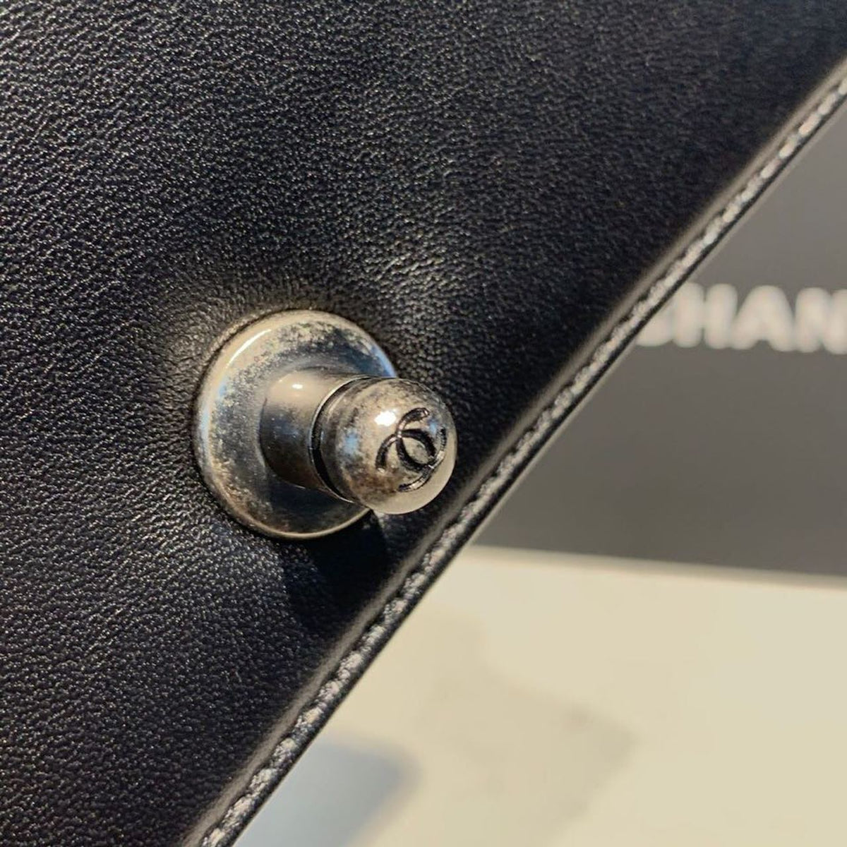 Chanel Quilted Boy Bag 20cm Lambskin Leather Antique Silver Hardware Fall/Winter Act 1 Collection Black – product image 13