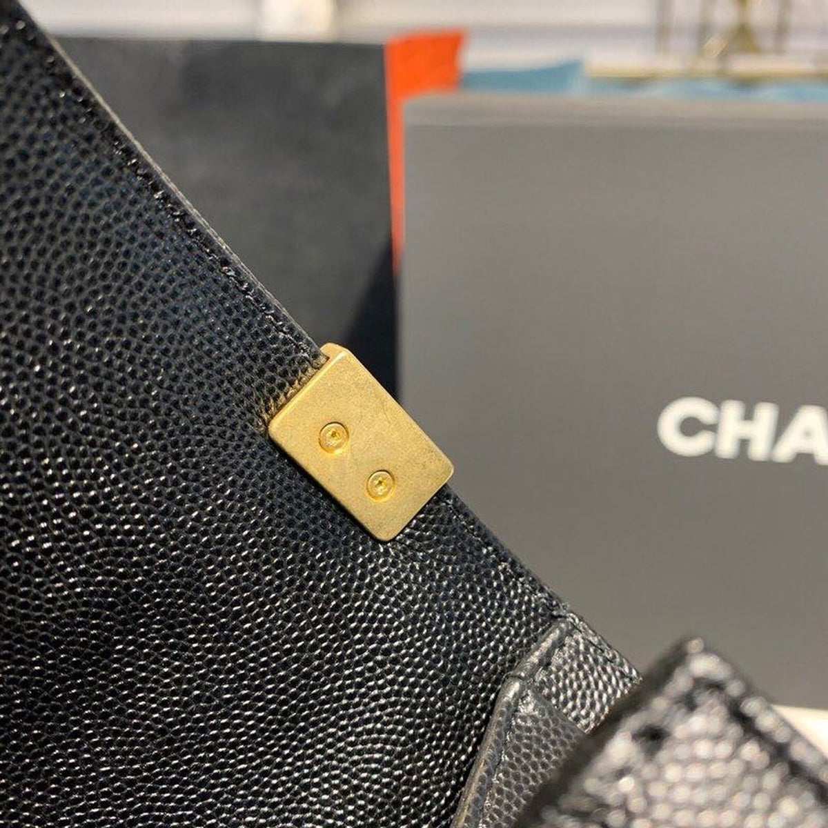 Chanel Quilted Boy Bag Caviar Leather Antique Gold Hardware Fall/Winter Act 1 Collection Black – product image 16