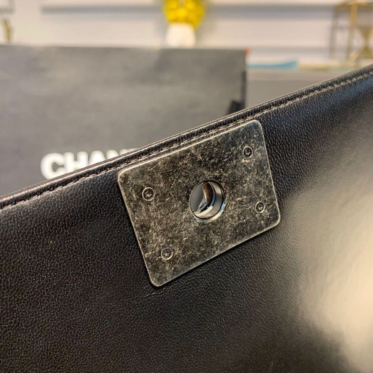 Chanel Quilted Boy Bag 25cm Lambskin Leather Antique Silver Hardware Fall/Winter Act 1 Collection Black – product image 13