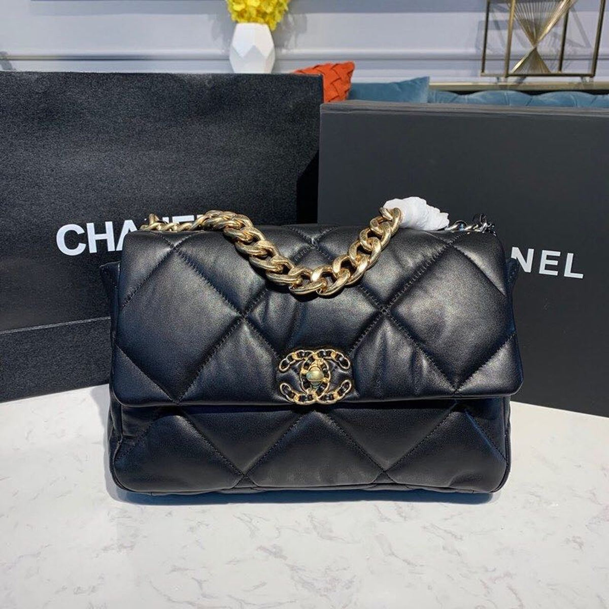 Chanel 19 Flap Bag 30cm Goatskin Leather Fall/Winter Act 1 Collection Black – product image 1