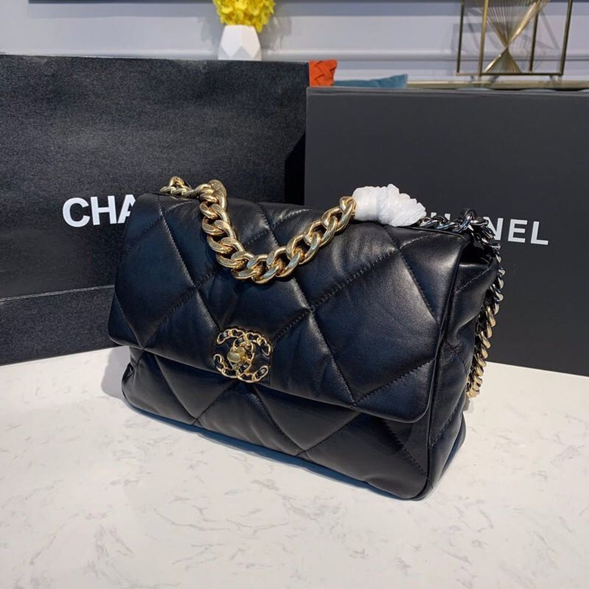 Chanel 19 Flap Bag 30cm Goatskin Leather Fall/Winter Act 1 Collection Black – product image 3