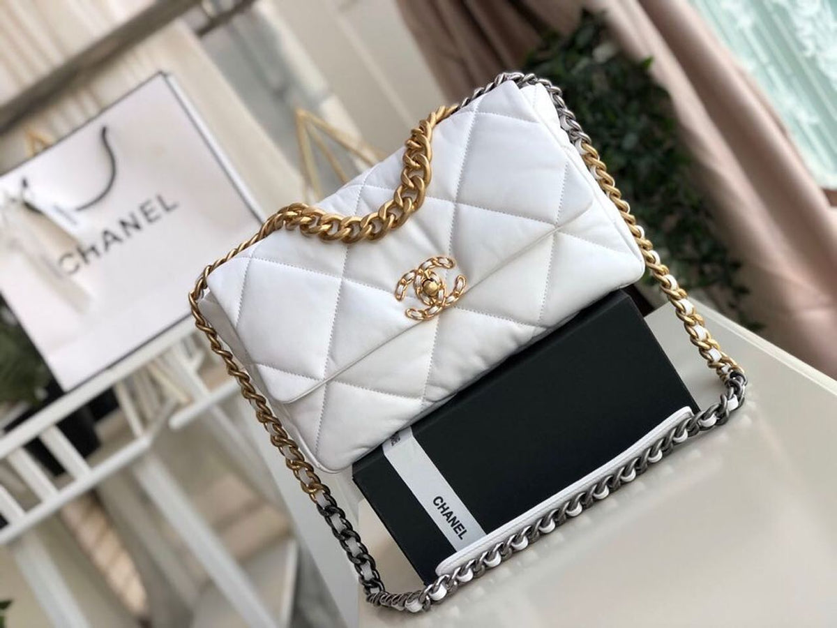 Chanel 19 Flap Bag 30cm Goatskin Leather Fall/Winter Act 1 Collection, White – product image 1