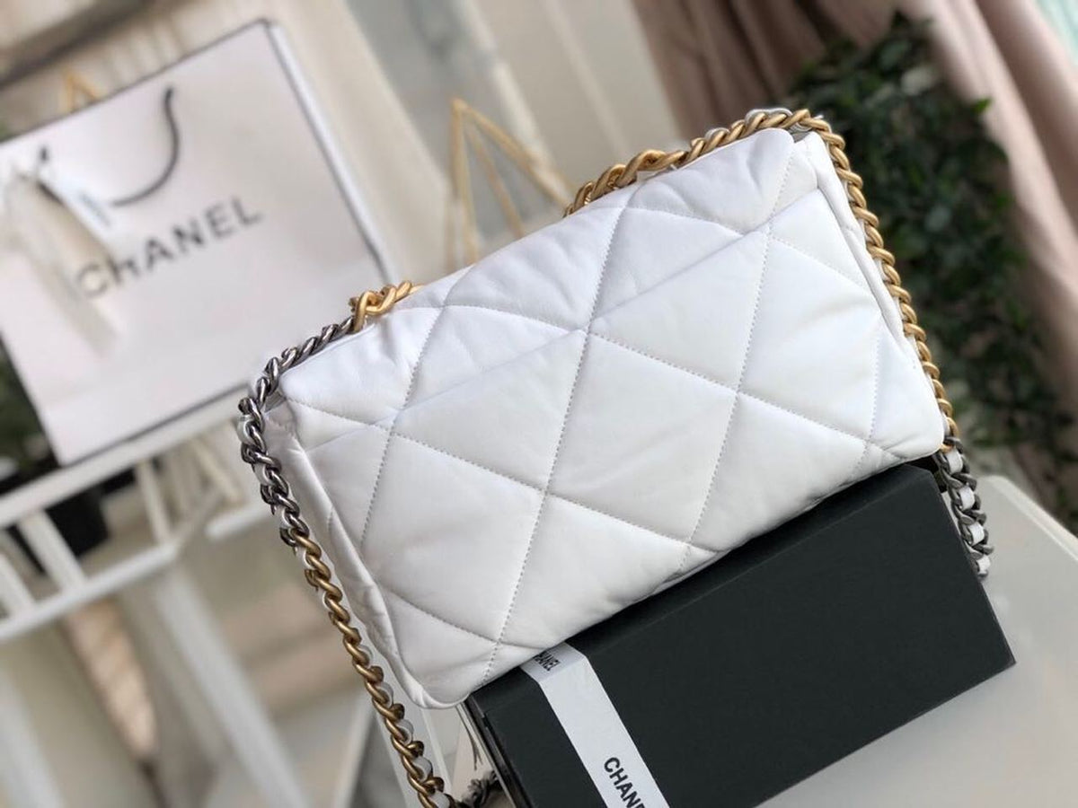 Chanel 19 Flap Bag 30cm Goatskin Leather Fall/Winter Act 1 Collection, White – product image 3