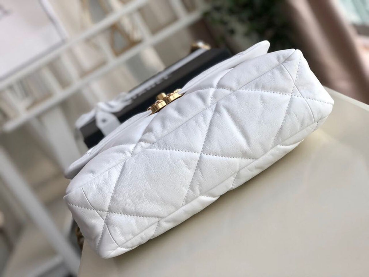 Chanel 19 Flap Bag 30cm Goatskin Leather Fall/Winter Act 1 Collection, White – product image 8