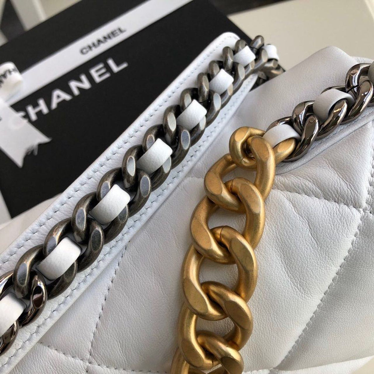 Chanel 19 Flap Bag 30cm Goatskin Leather Fall/Winter Act 1 Collection, White – product image 6