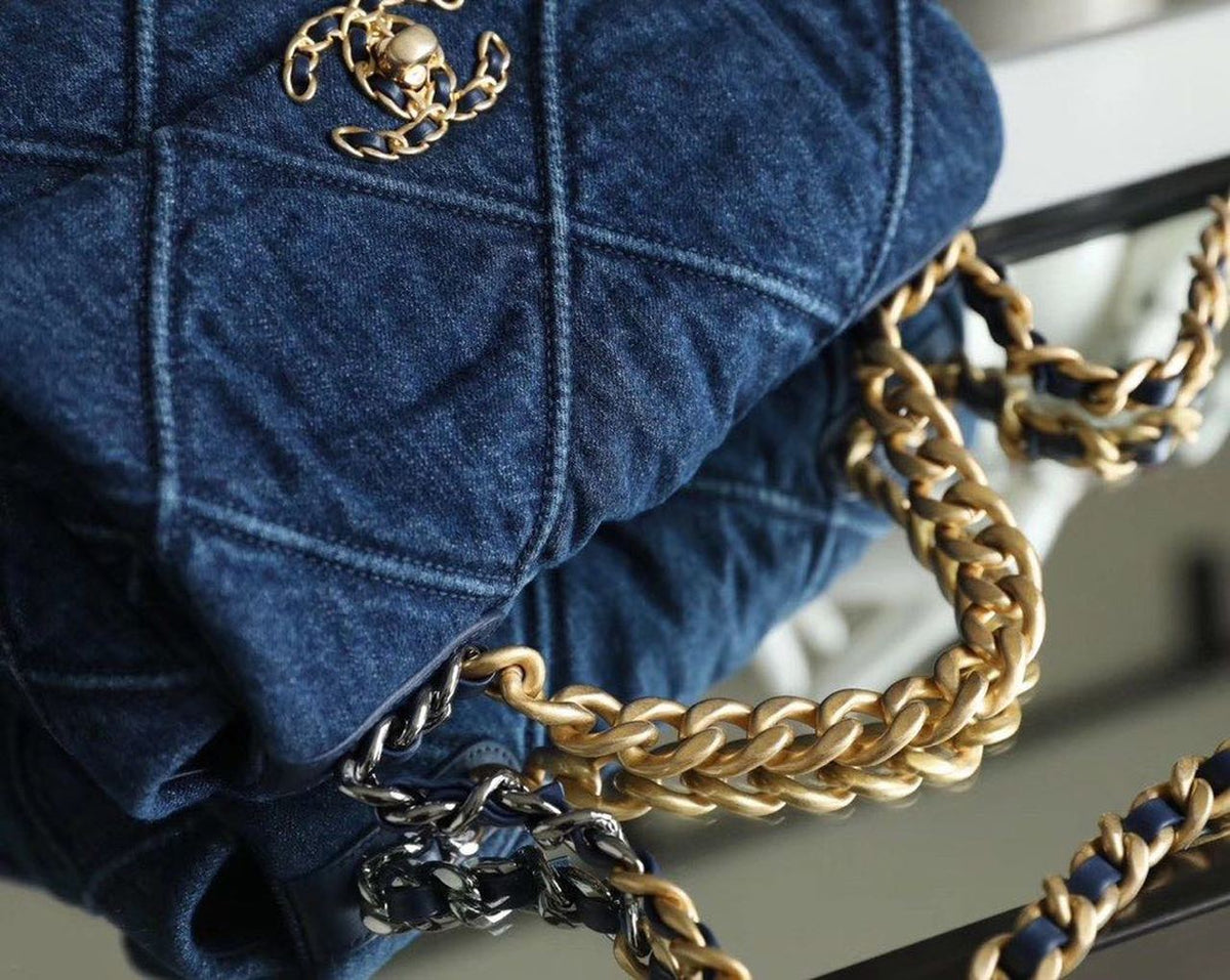 Chanel 19 Flap Bag 26cm Goatskin Leather Spring/Summer Act 1 Collection, Blue Jean – product image 4