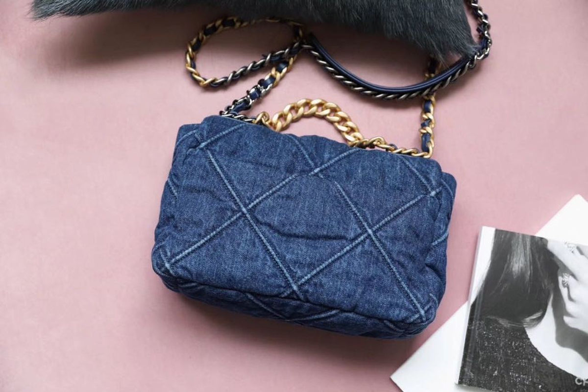 Chanel 19 Flap Bag 26cm Goatskin Leather Spring/Summer Act 1 Collection, Blue Jean – product image 9