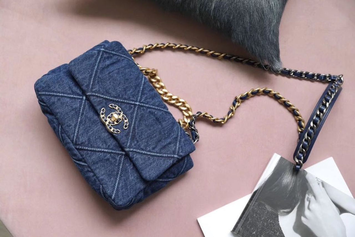 Chanel 19 Flap Bag 26cm Goatskin Leather Spring/Summer Act 1 Collection, Blue Jean – product image 10