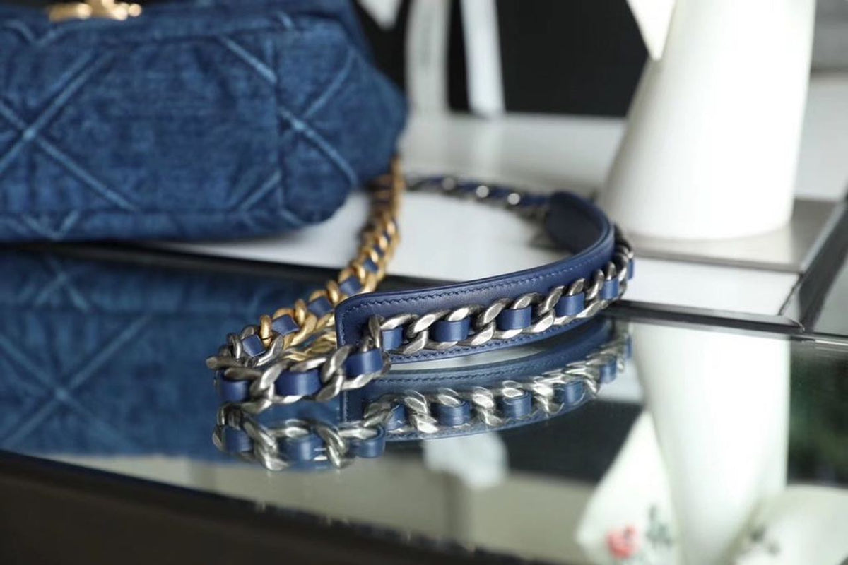 Chanel 19 Flap Bag 26cm Goatskin Leather Spring/Summer Act 1 Collection, Blue Jean – product image 8