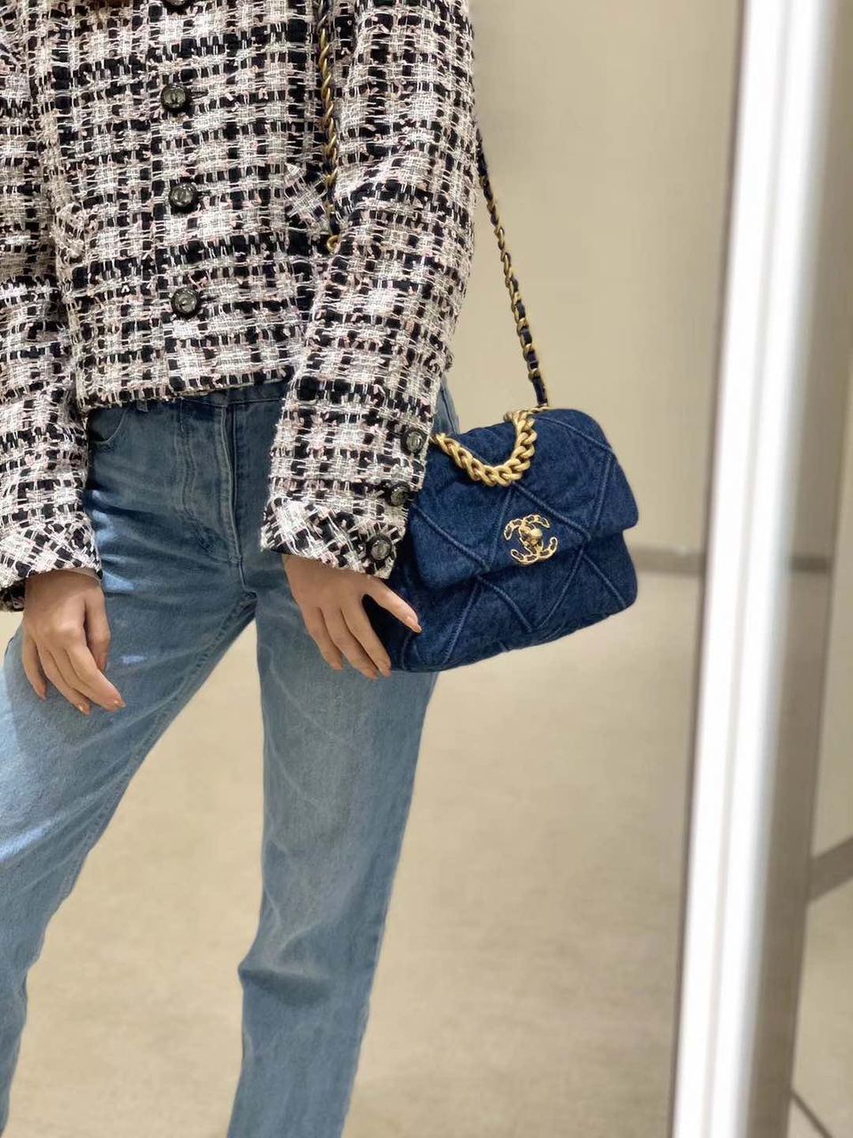 Chanel 19 Flap Bag 26cm Goatskin Leather Spring/Summer Act 1 Collection, Blue Jean – product image 14