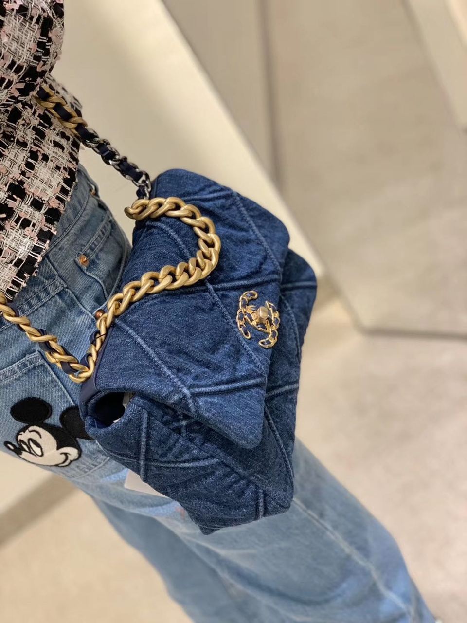 Chanel 19 Flap Bag 26cm Goatskin Leather Spring/Summer Act 1 Collection, Blue Jean – product image 15