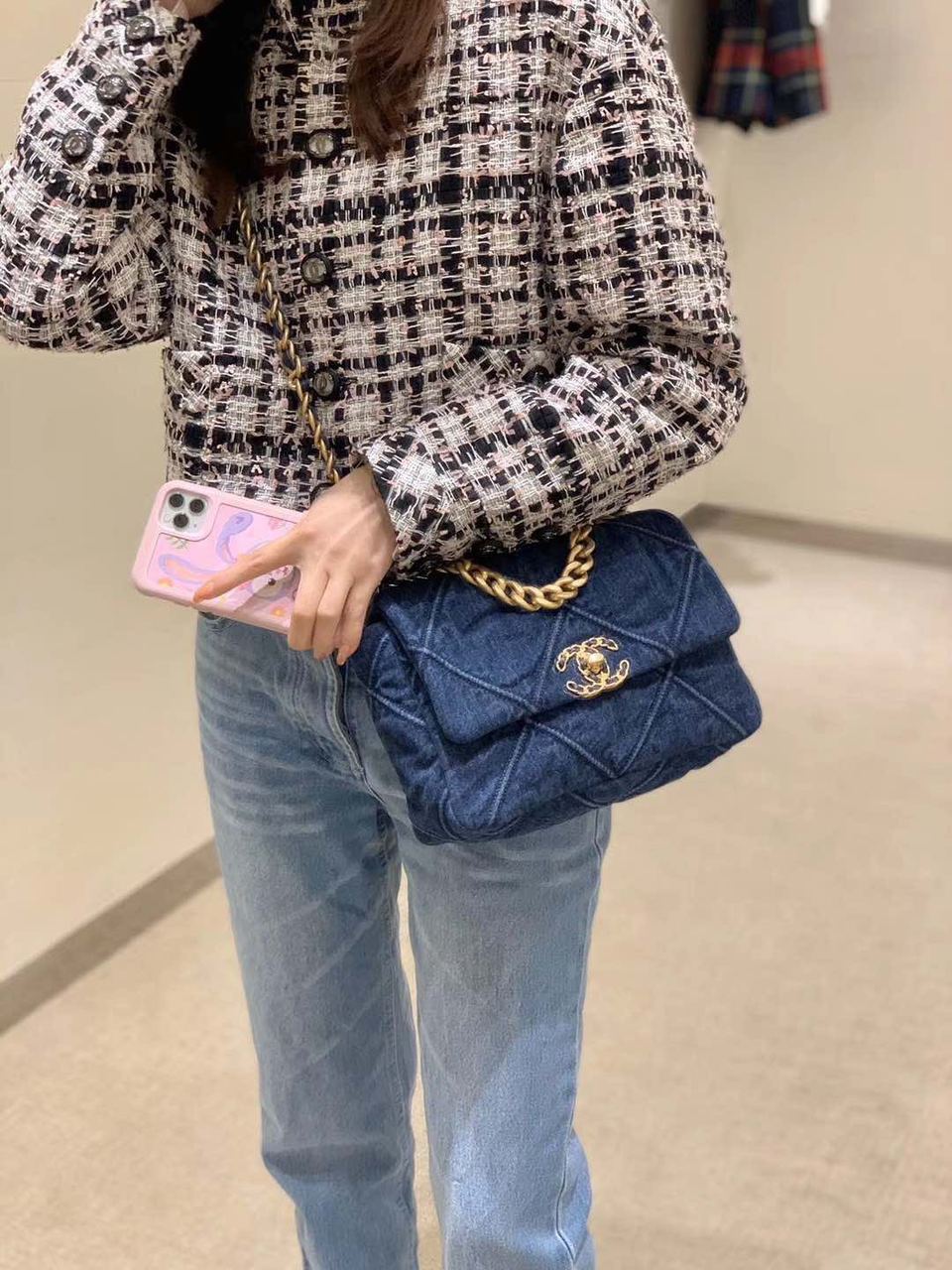 Chanel 19 Flap Bag 26cm Goatskin Leather Spring/Summer Act 1 Collection, Blue Jean – product image 18