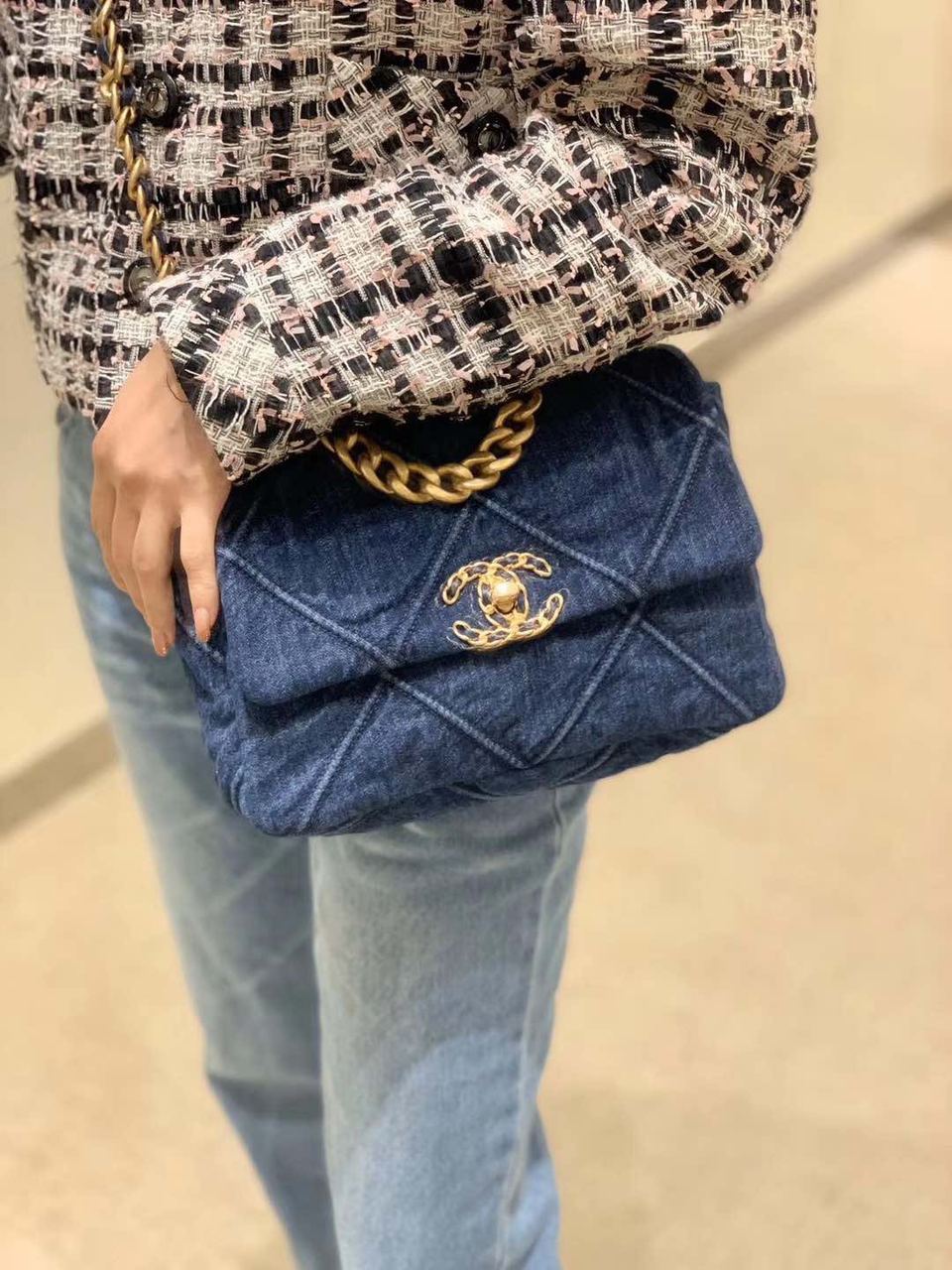 Chanel 19 Flap Bag 26cm Goatskin Leather Spring/Summer Act 1 Collection, Blue Jean – product image 16